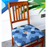 Hexagon Denim Patchwork Chair Seat Pad Free Sewing Pattern