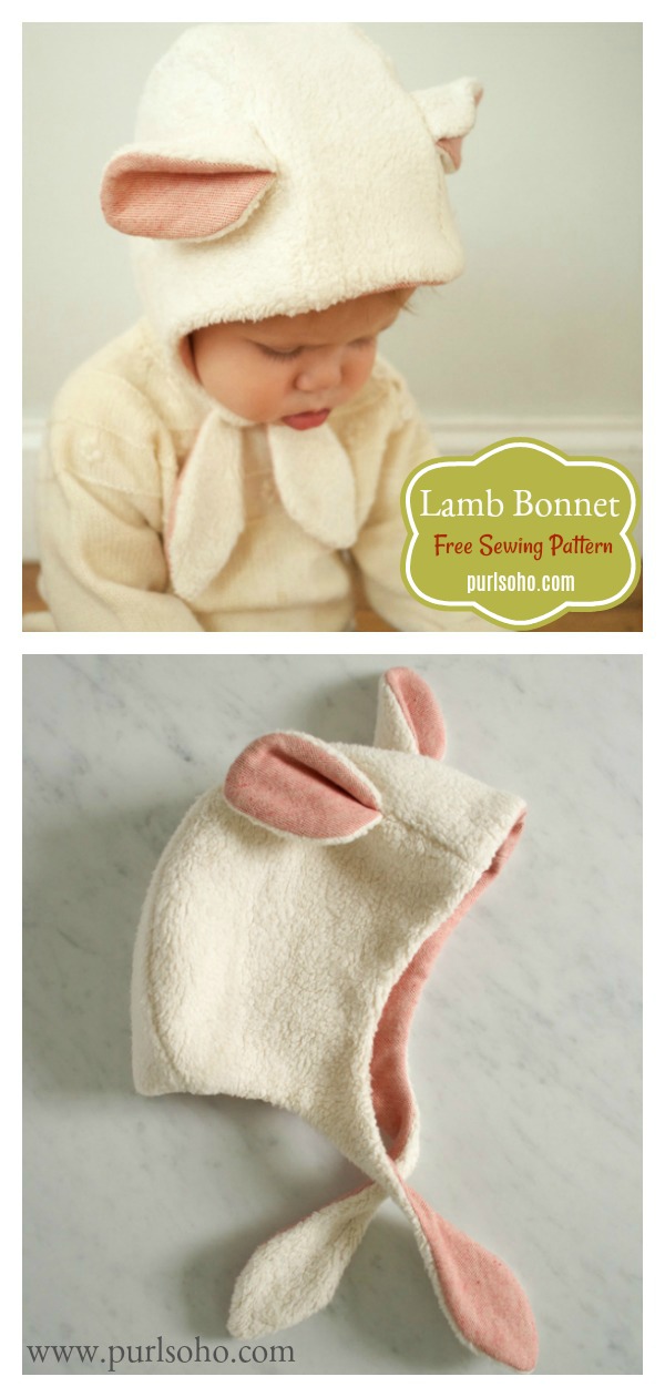 Animal Lamb Bonnet Free Sewing Pattern