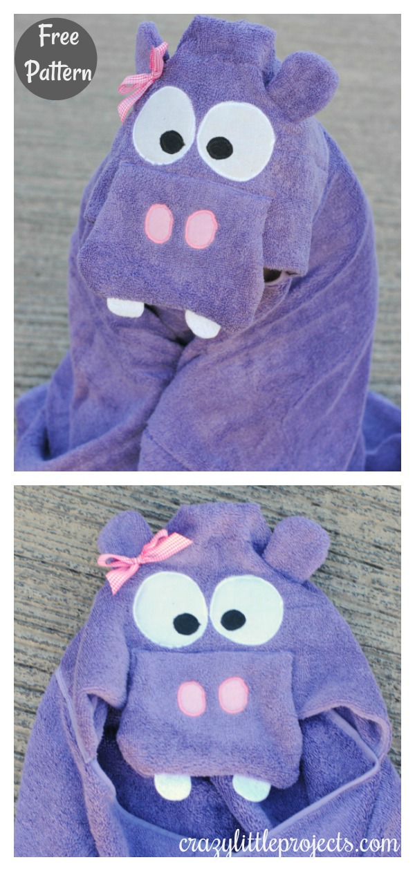 Hippo Hooded Towel Free Sewing Pattern
