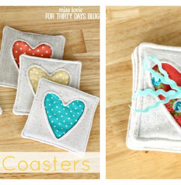 Simple Fabric Heart Coasters Free Sewing Pattern