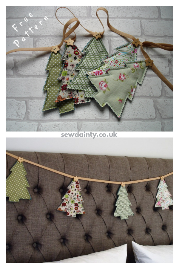 Christmas Tree Bunting Garland Free Sewing Pattern