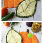 Leaf and Pumpkin Fall Pot Holder Free Sewing Pattern and Video Tutorial