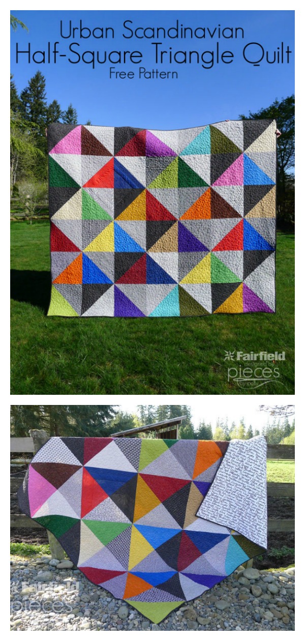 Modern Half-Square-Triangles Quilt Free Sewing Pattern