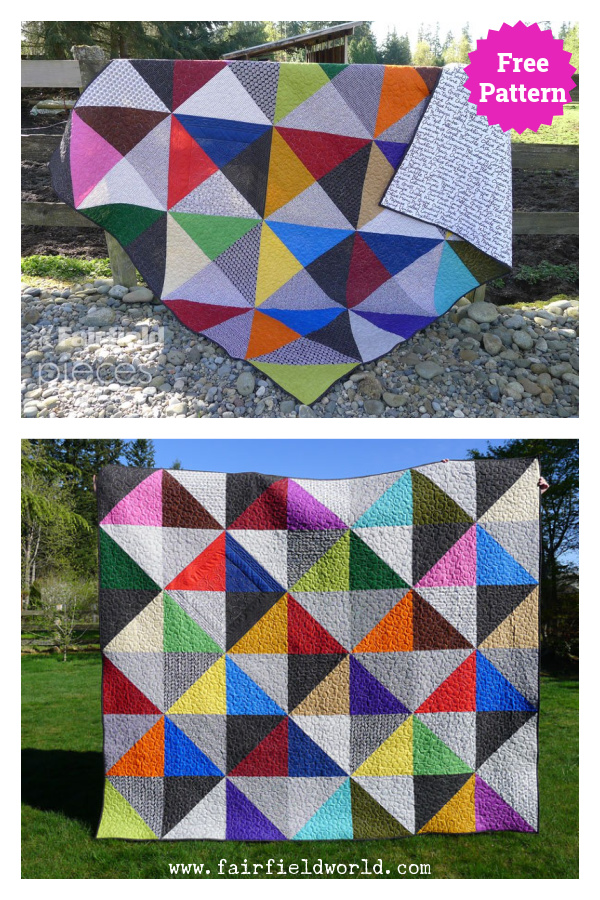 Modern Half-Square-Triangles Quilt Free Sewing Pattern 
