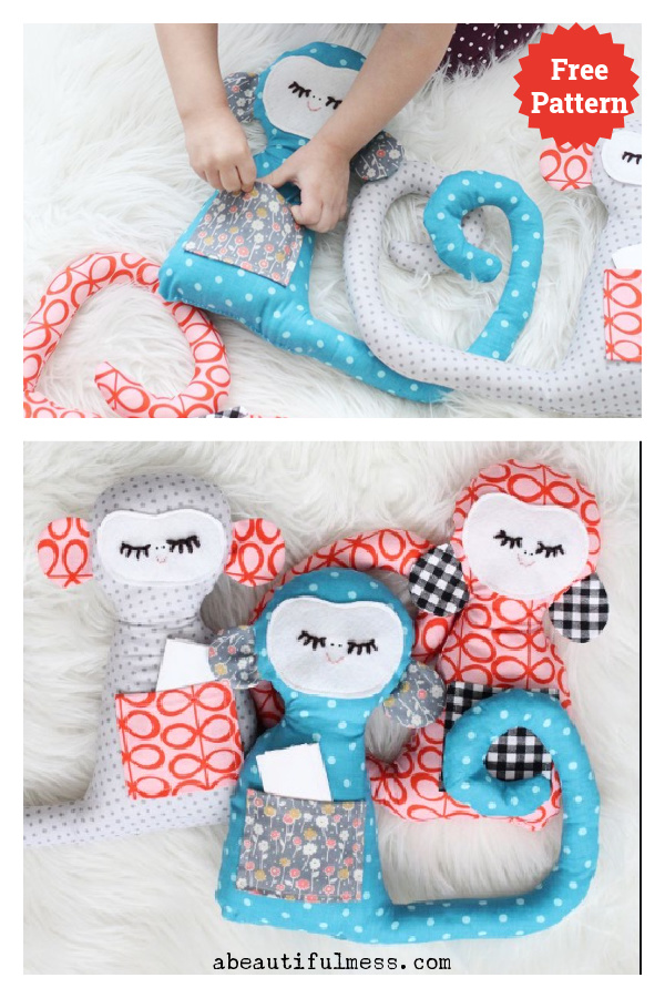 Secret Notes Stuffed Monkey Free Sewing Pattern 
