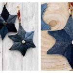 Upcycled Patchwork Denim Quilted Star Christmas Ornament Free Sewing Pattern