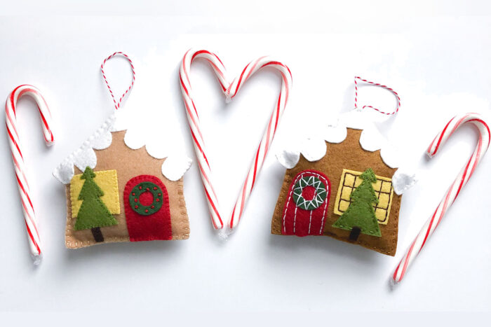 Felt Gingerbread House Christmas Ornament Free Sewing Pattern
