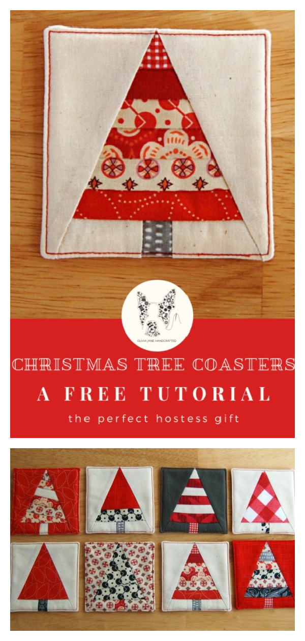 Christmas Tree Coasters Free Sewing Pattern