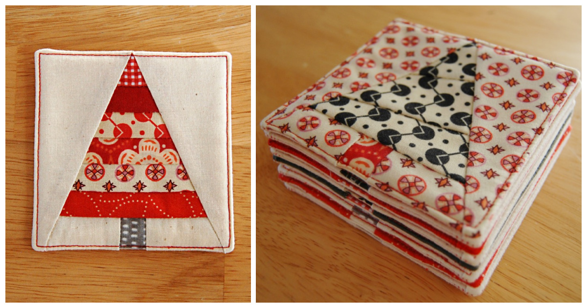 Christmas Tree Coasters Free Sewing Pattern