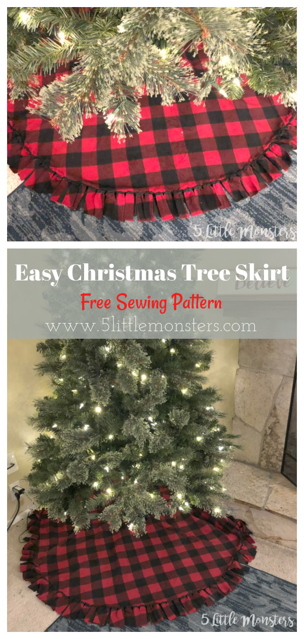 Easy Fleece Christmas Tree Skirt Free Sewing Pattern 