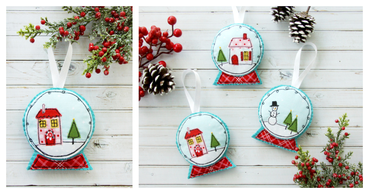 Fabric and Felt Snowglobe Ornaments Free Sewing Pattern