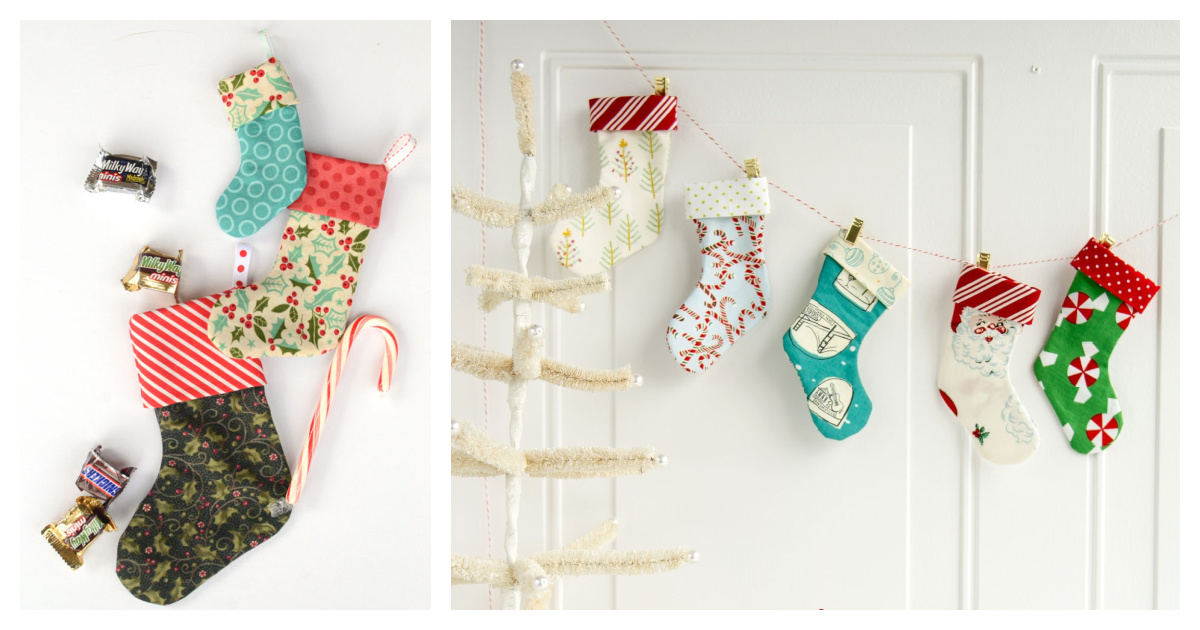 Mini Christmas Stocking in 3 Sizes Free Sewing Pattern