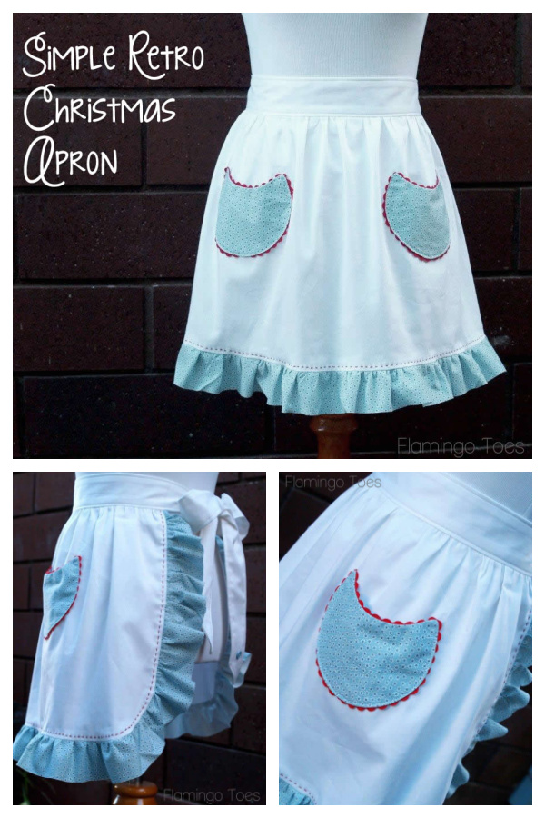 Simple Retro Christmas Apron Free Sewing Pattern