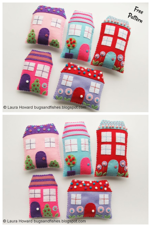 Cute Felt Houses Free Sewing Pattern