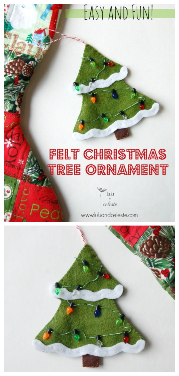 Felt Christmas Tree Ornament Free Sewing Pattern