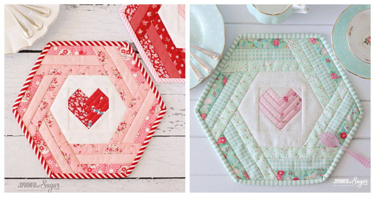 Hexie Heart Placemat Sewing Pattern