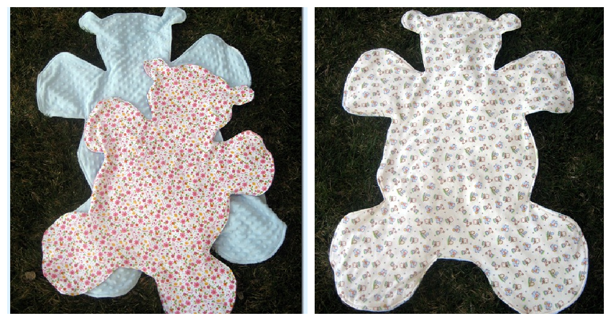 Teddy Bear Shaped Blanket Free Sewing Pattern