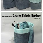 Denim Fabric Baskets Free Sewing Pattern