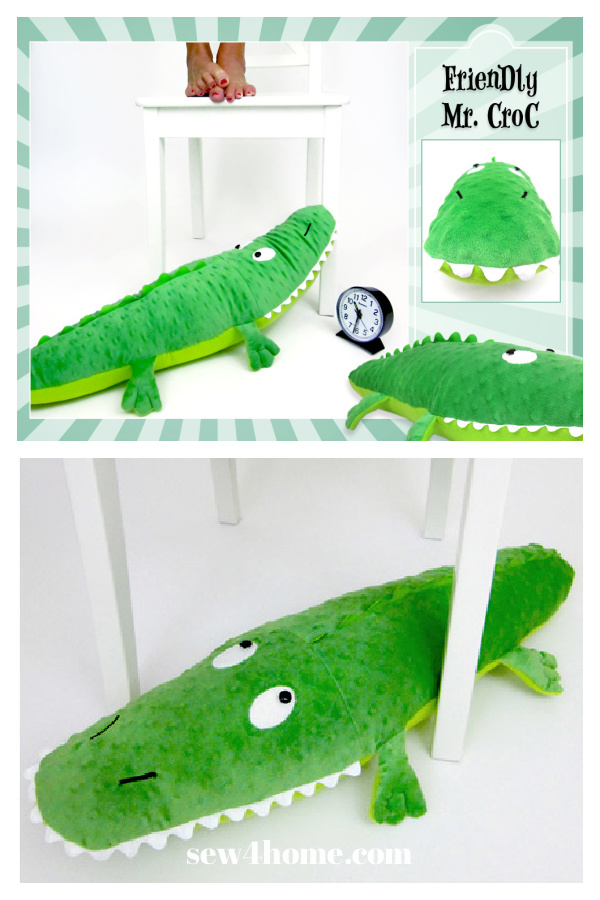 Friendly Stuffed Crocodile Free Sewing Pattern