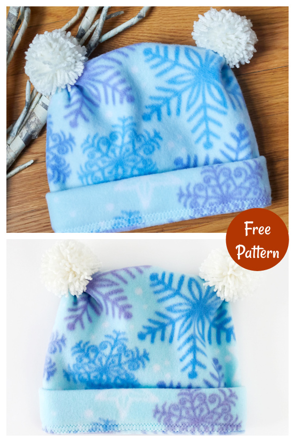 Fleece Pom Pom Hat Free Sewing Pattern