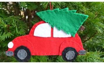 Red Car Christmas Tree Ornament Free Sewing Pattern