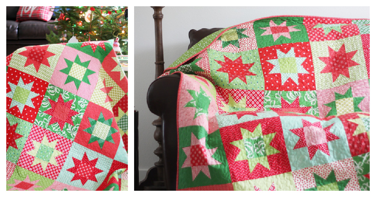 Christmas Stars Quilt Free Sewing Pattern