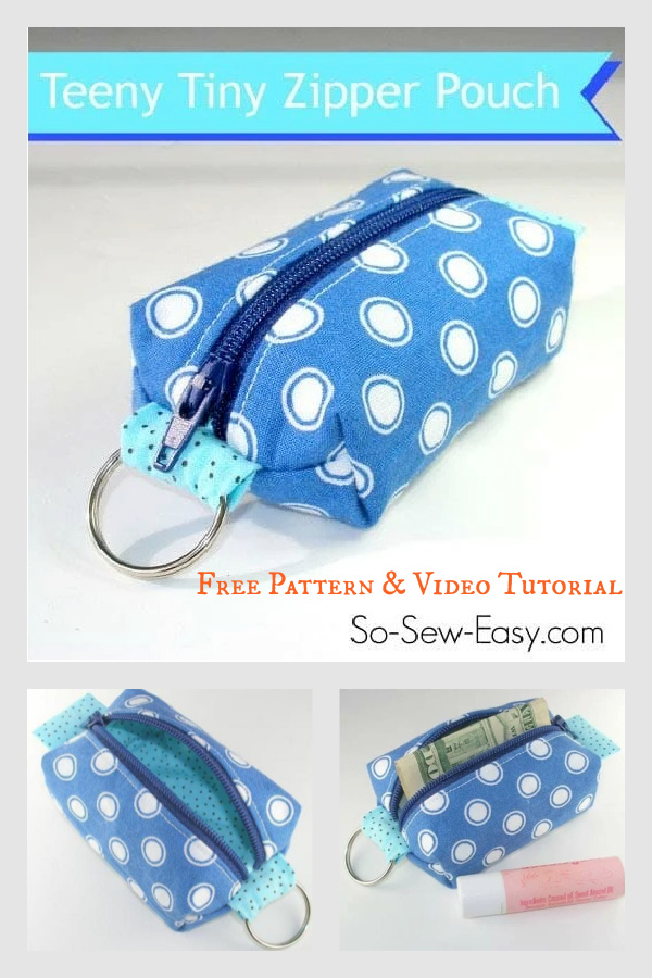 Mini Zipper Pouch Keyring Free Sewing Pattern and Video Tutorial 
