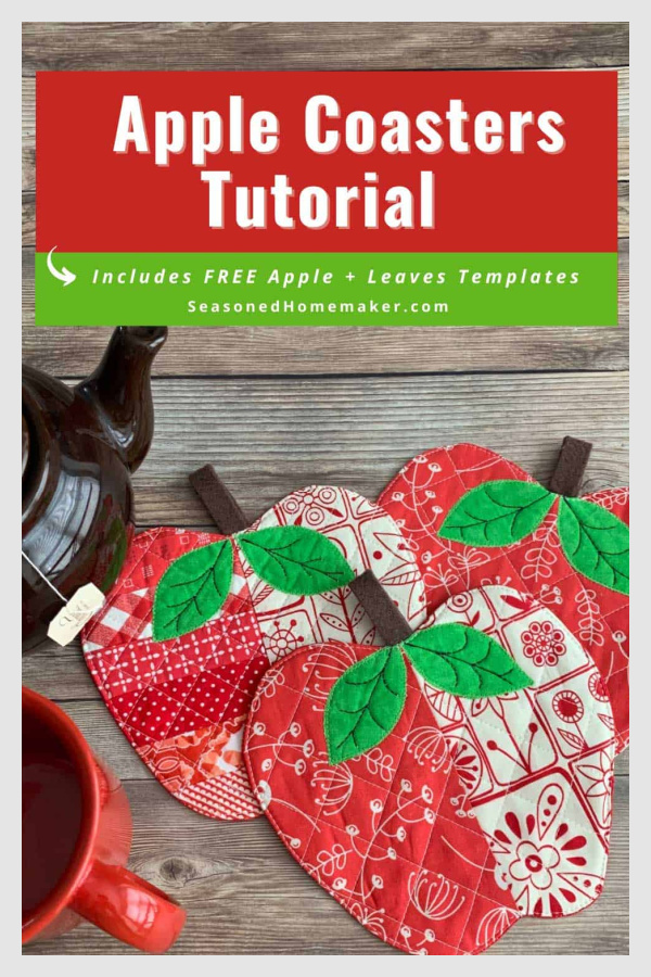 Quilted Apple Coasters Free Sewing Pattern