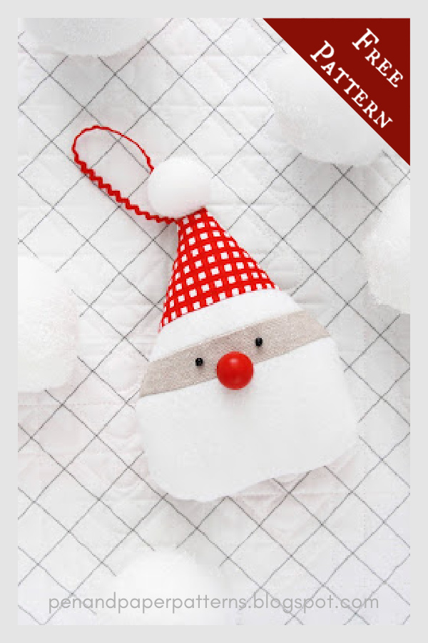 Santa Ornament Free Sewing Pattern