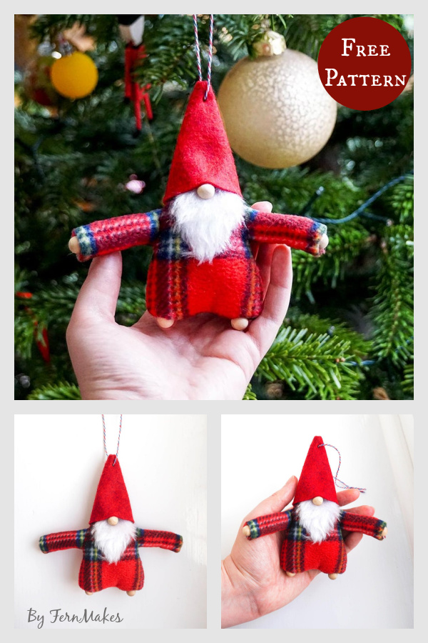 Gnome Ornament Free Sewing Pattern