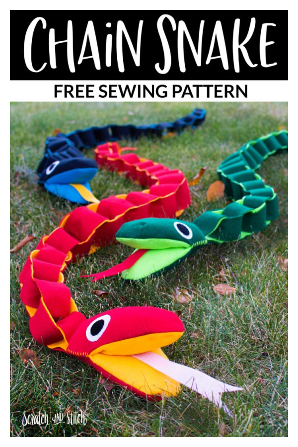 Felt Chain Snake Plush Free Sewing Pattern