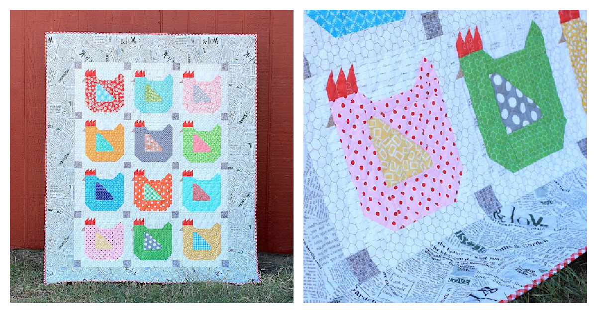 Chicken Quilt Squares Free Sewing Pattern