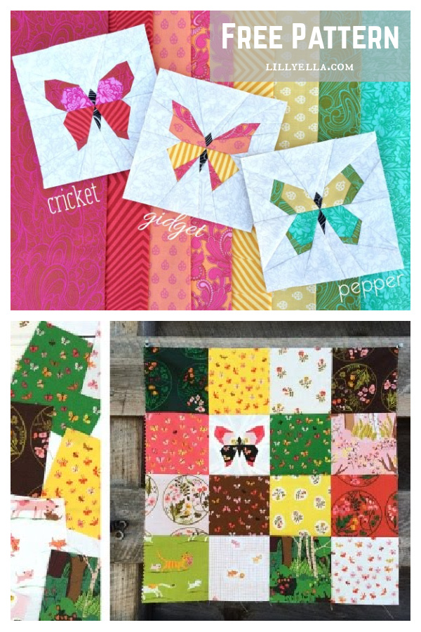 Butterfly Charm Block Paper Piecing Free Sewing Pattern 