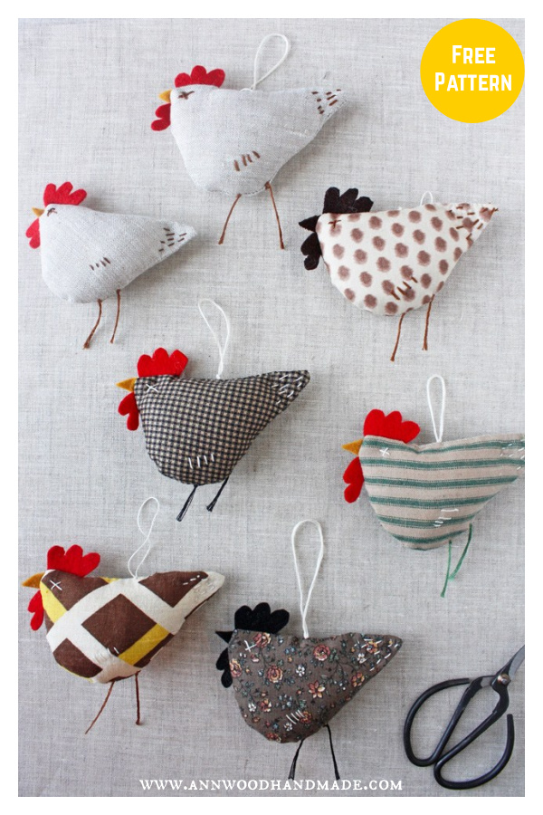 Chicken Ornament Free Sewing Pattern