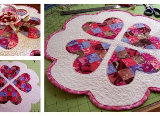 Quilted Valentine's Day Table Mat Free Sewing Pattern