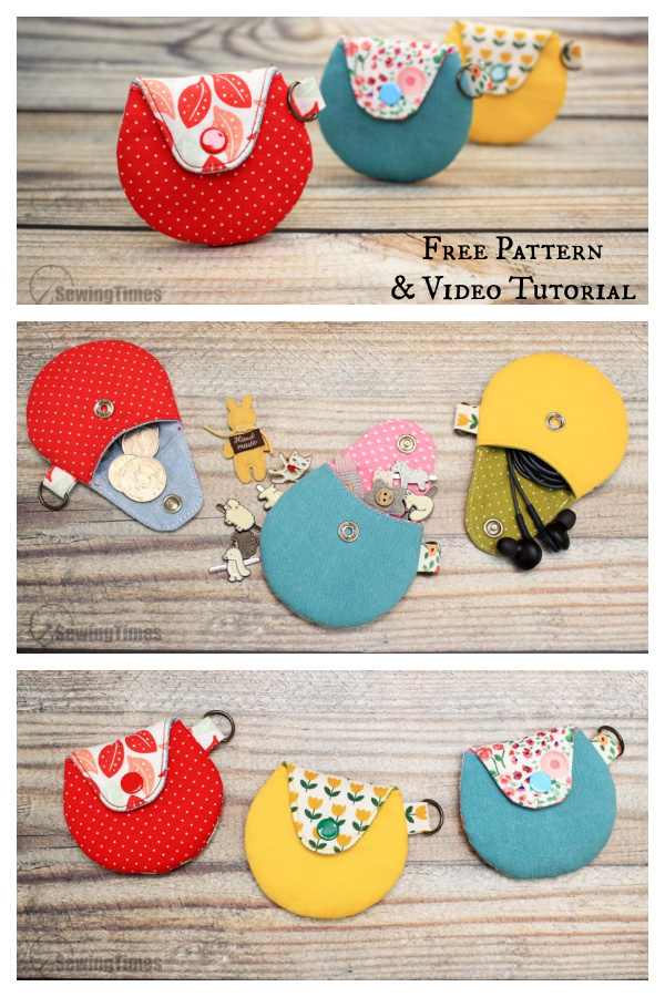 Round Coin Pouch Free Sewing Pattern and Video Tutorial