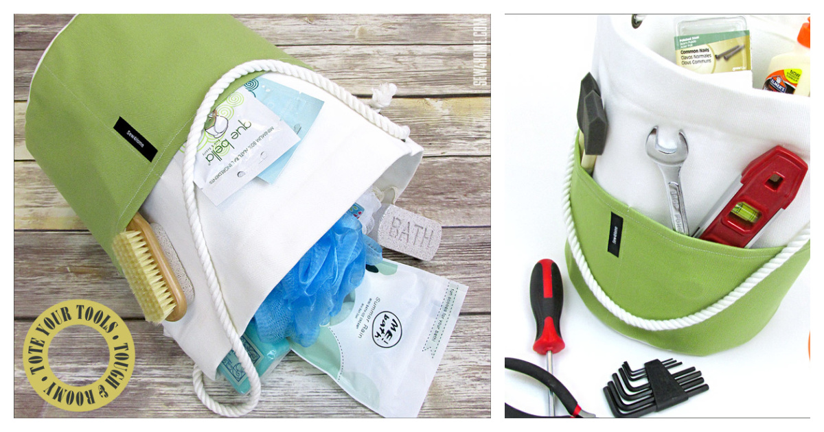Round Heavy Duty Bucket Tote Free Sewing Pattern
