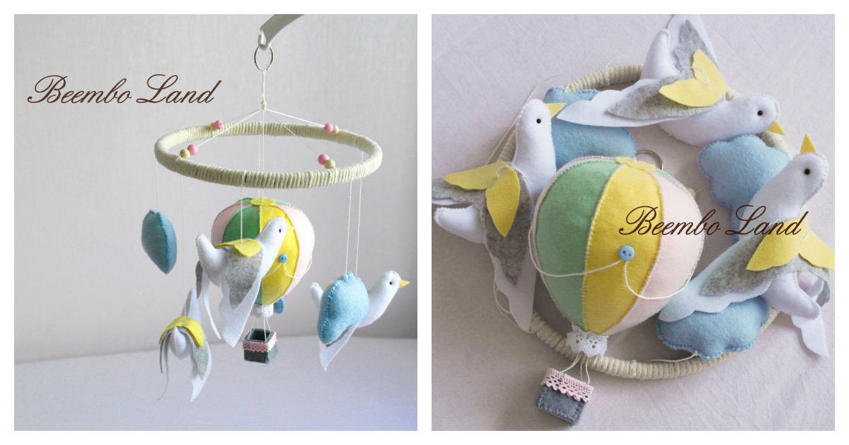 Felt Dove and Balloon Mobile Free Sewing Pattern