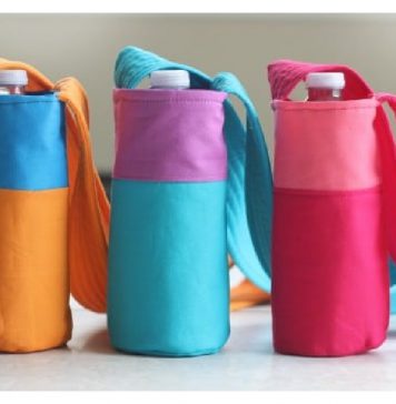 Color Block Fabric Water Bottle Holder Free Sewing Pattern