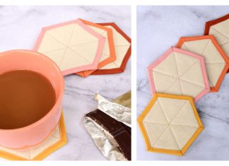 Modern Hexagon Fabric Coasters Free Sewing Pattern