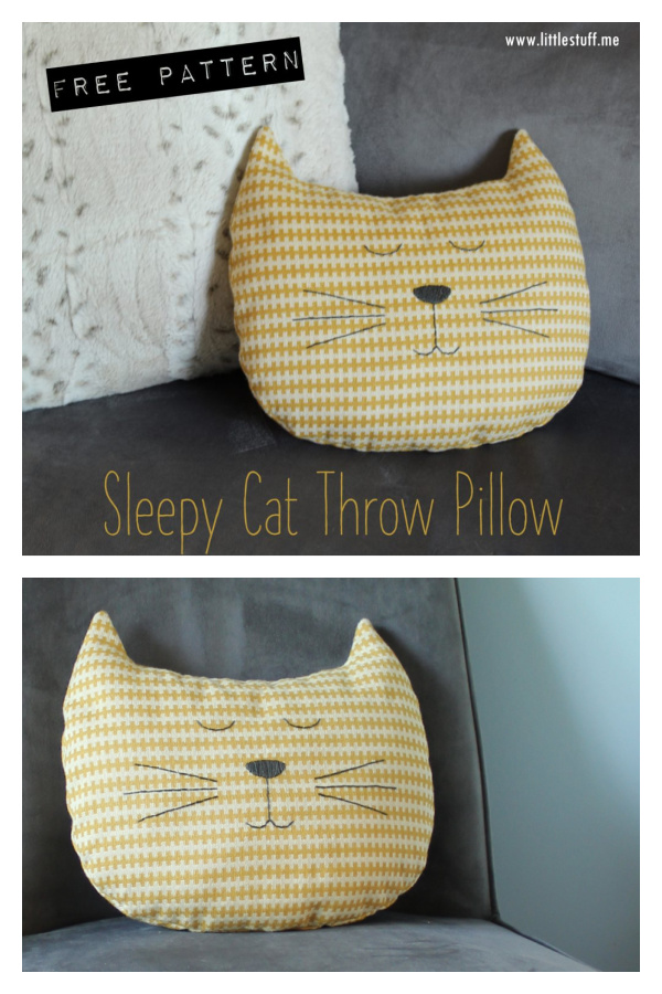 Cat Head Throw Pillow Free Sewing Pattern