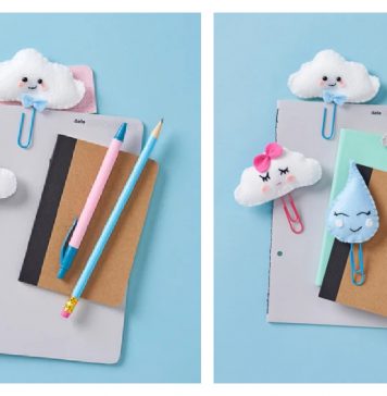 Cloud Raindrop Snowflake Felt Paper Clips Free Sewing Pattern