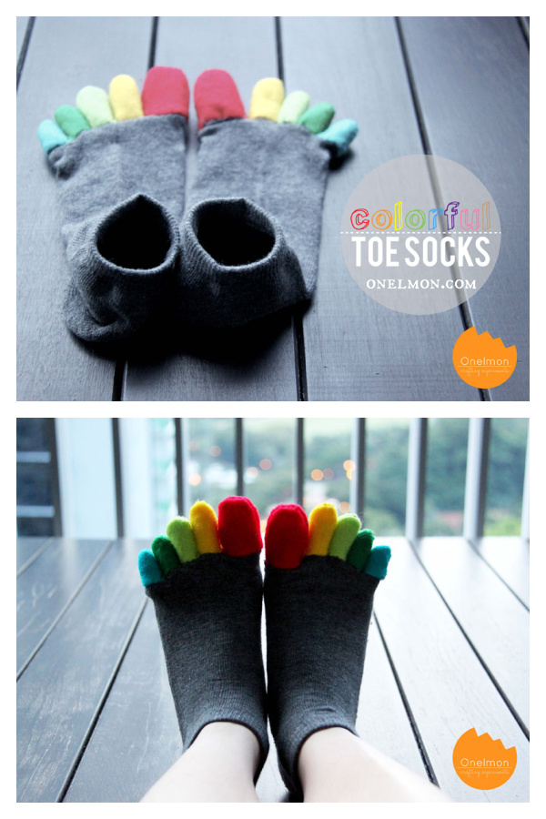 Colorful Toe Socks Free Sewing Pattern