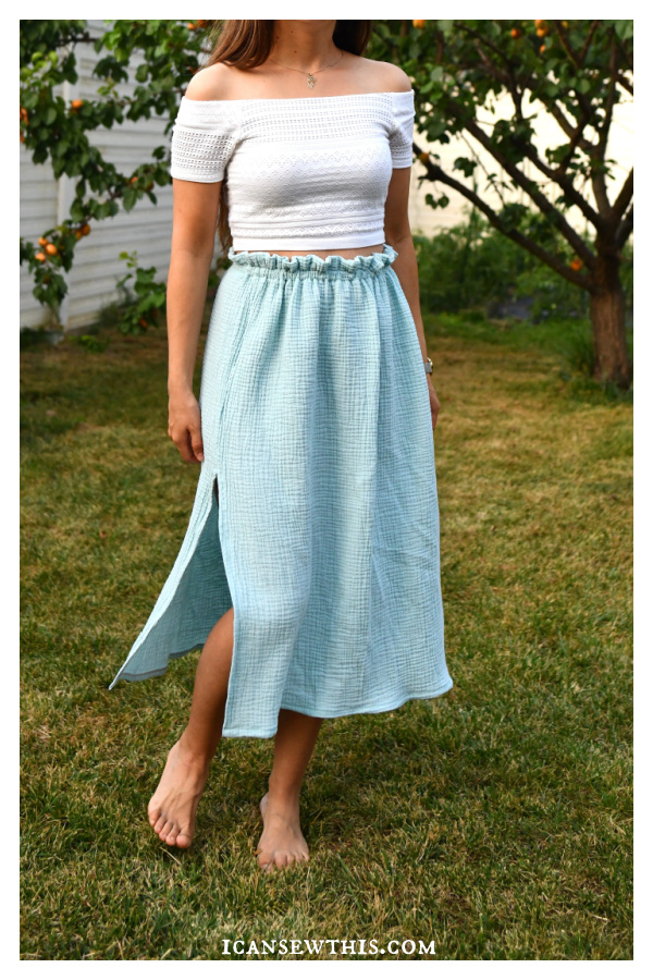 Side-slit Double Gauze Skirt Free Sewing Pattern