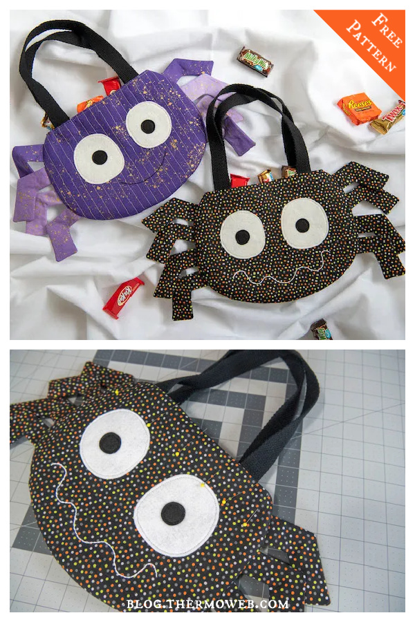 Halloween Fabric Spider Trick-or-Treat Bag Free Sewing Pattern