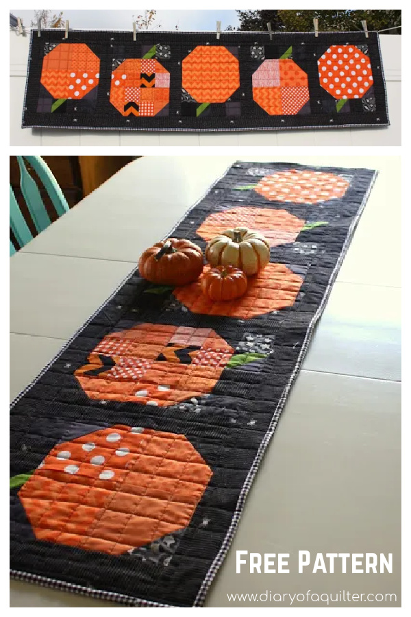 Patchwork Pumpkin Table Runner Free Sewing Pattern 