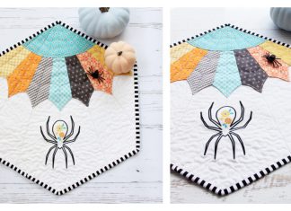 Floral Spider Halloween Mini Quilt Free Sewing Pattern