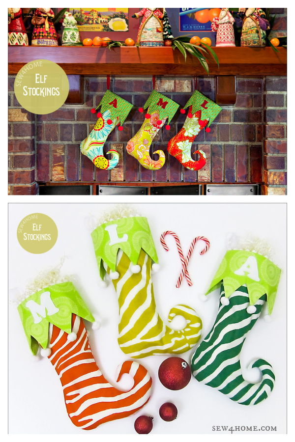 Holiday Elf Stockings Free Sewing Pattern 