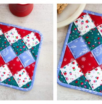 Patchwork Christmas Potholder Free Sewing Pattern