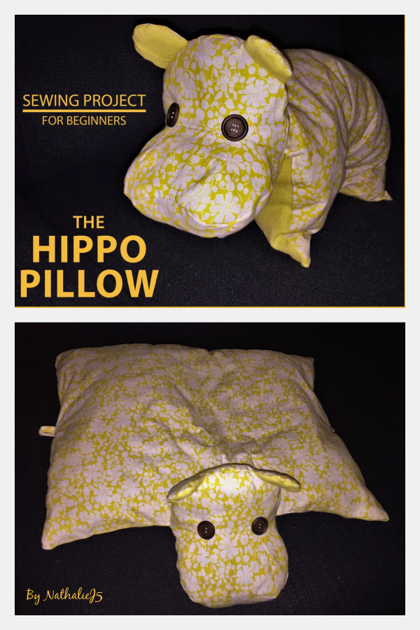 Hippo Pillow Free Sewing Pattern